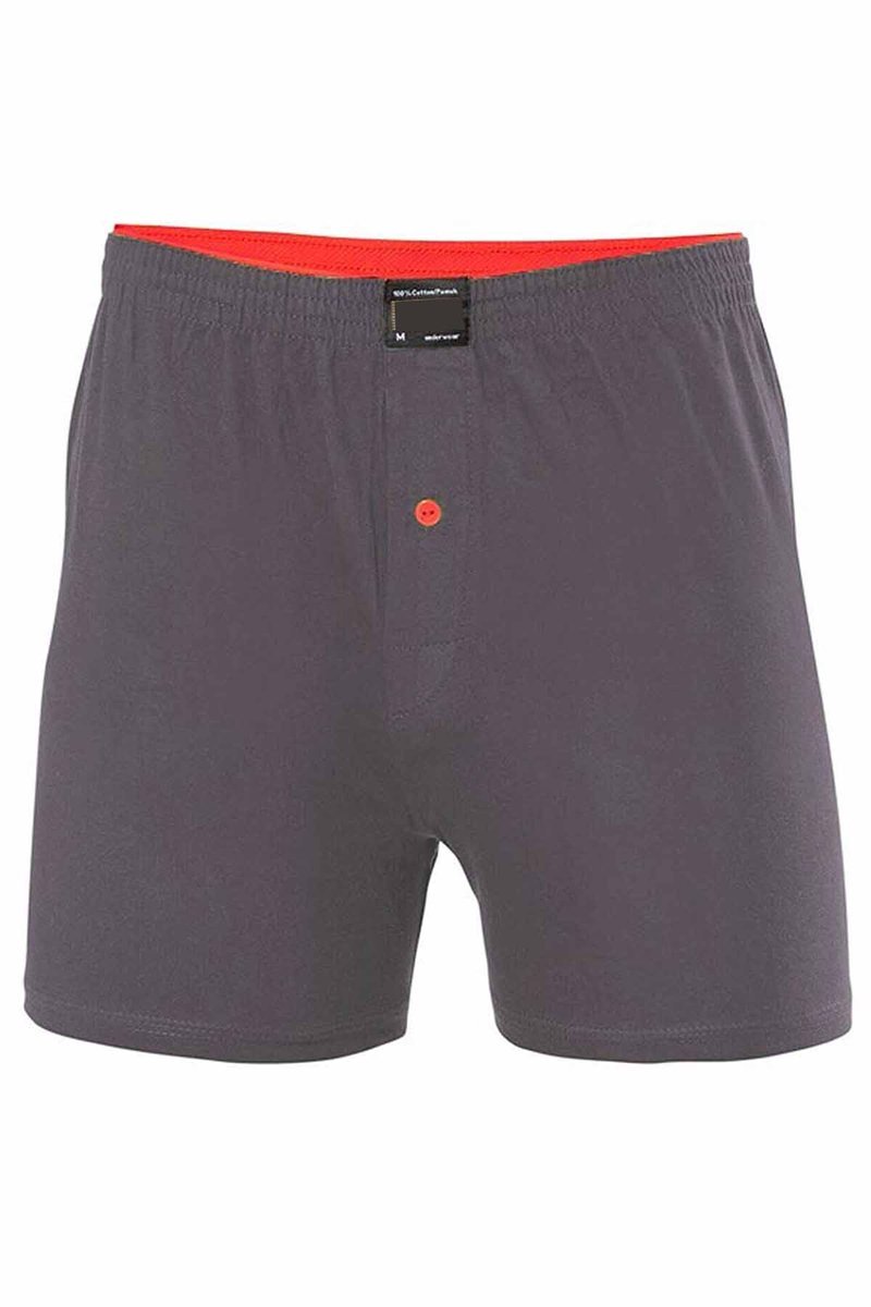 Düğmeli Pamuklu Erkek Penye Boxer Füme - 1146A - M