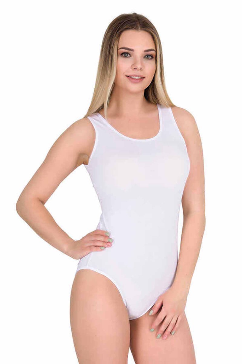 Kadın Çıtçıtlı Badi Geniş Askı Kancalı Atlet Beyaz 2083B - S
