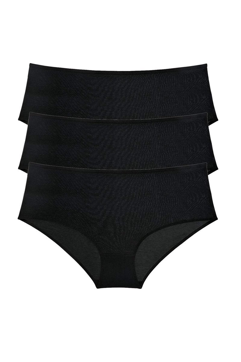 3 Adet Kadın Yüksek Bel Bato Külot Siyah - XL