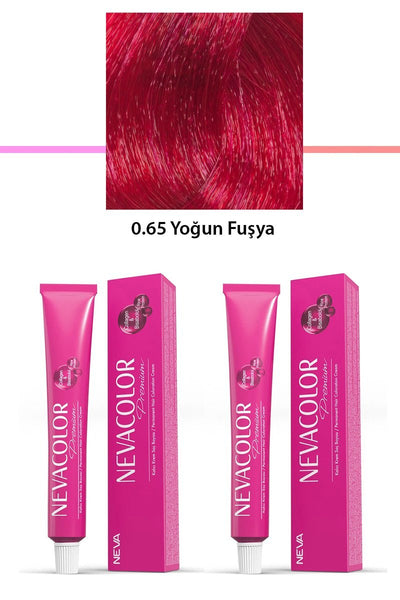 2 li Set Premium 0.65 Yoğun Fuşya - Kalıcı Krem Saç Boyası 2 X 50 g Tüp
