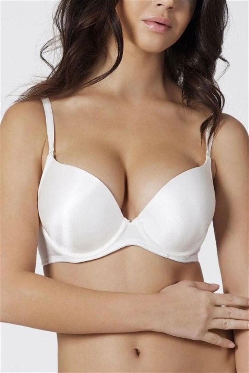 Orkide Kadın Ekru 2 Beden Büyüten Full Push-up Dolgulu Sihirli Destekli Sütyen Reina - 75
