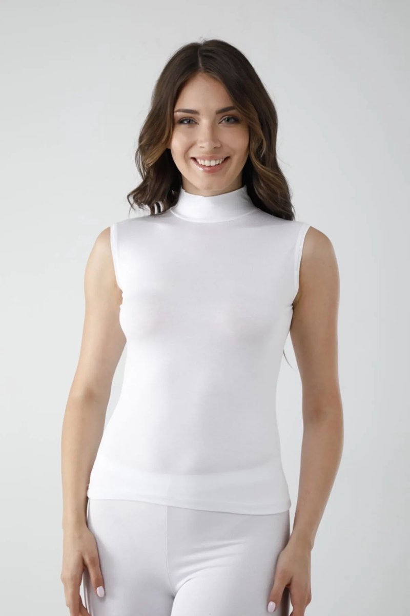 Vivaldi Kadın Beyaz Sıfır Kol Balıkçı Body 350 - S-M