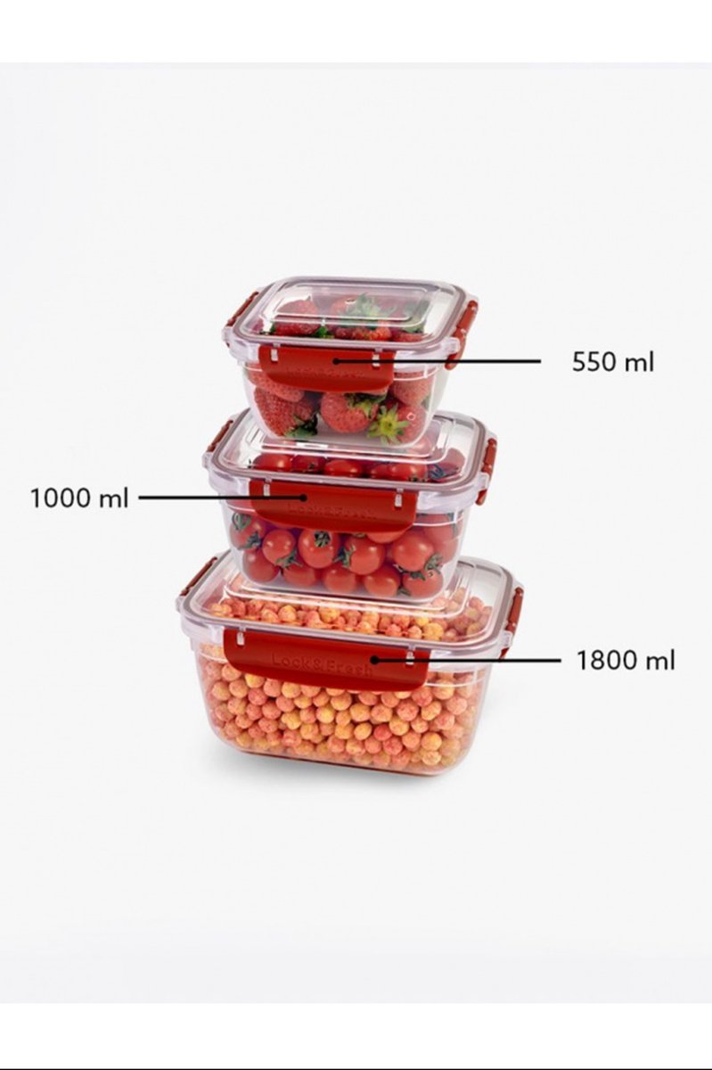 Master Dikdörtgen Saklama Seti 3'lü 550-1000-1800 Ml - 30866