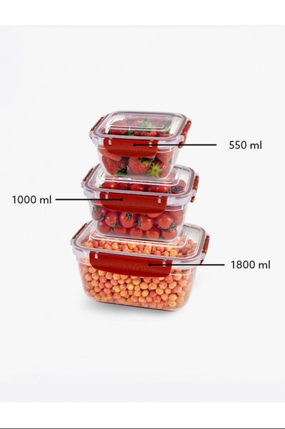 Master Dikdörtgen Saklama Seti 3'lü 550-1000-1800 Ml Royaleks-30866