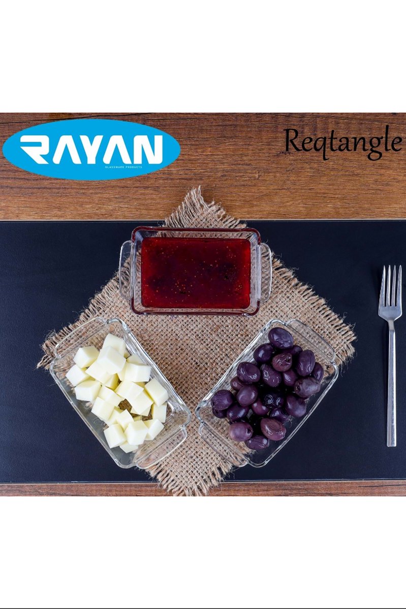 Reqtangle Tekli Dikdörtgen Cam Kahvaltılık - 81484