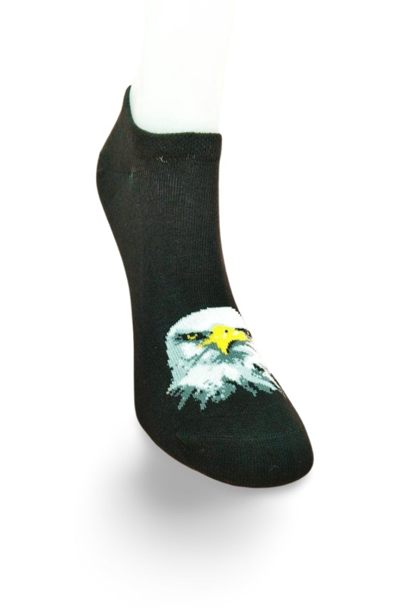 Siyah Beyaz Kartal Desenli Sportif Unisex Kısa Bilek Çorap Yazlık 1 Çift - 36-40