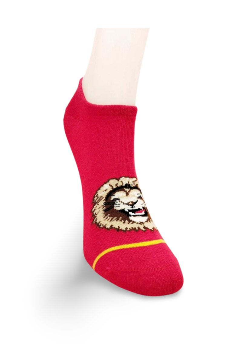 Sarı Kırmızı Aslan Desenli Sportif Unisex Kısa Bilek Çorap Yazlık 1 Çift - 36-40