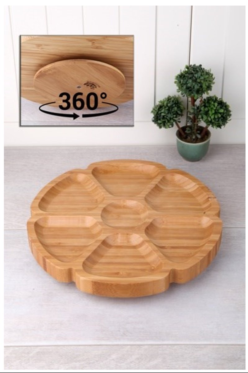 7 Bölmeli 25 Cm Dönerli Bambu Sunum - BLS DS7-2525