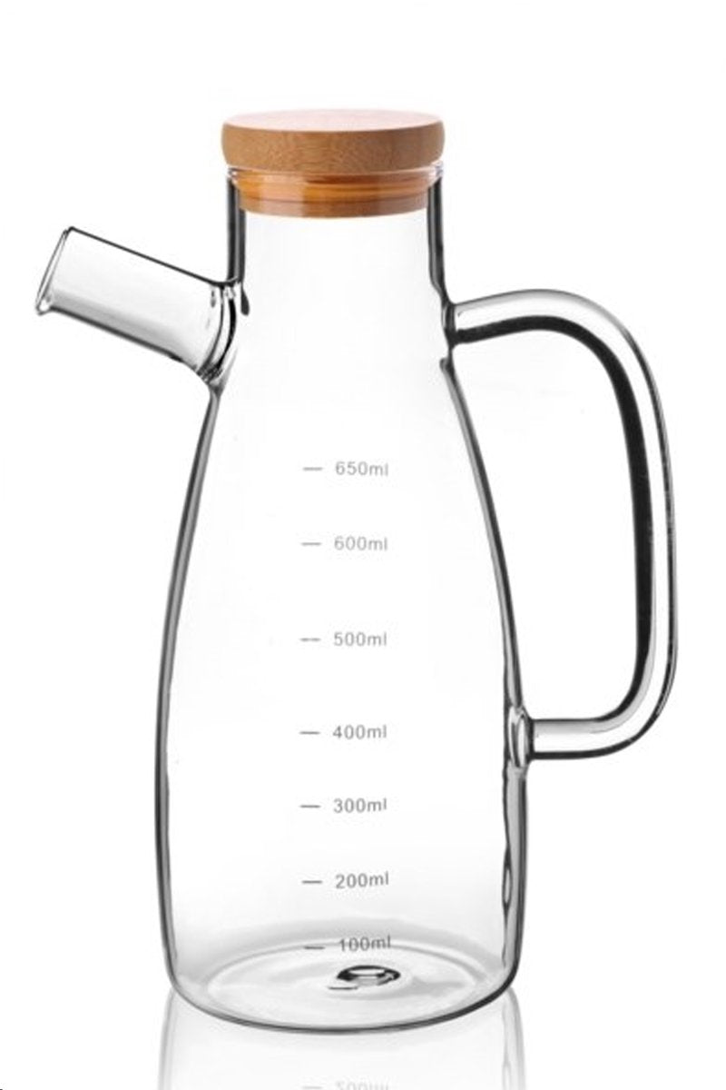 650 Ml Bambu Kapaklı Cam Yağdanlık - 70086
