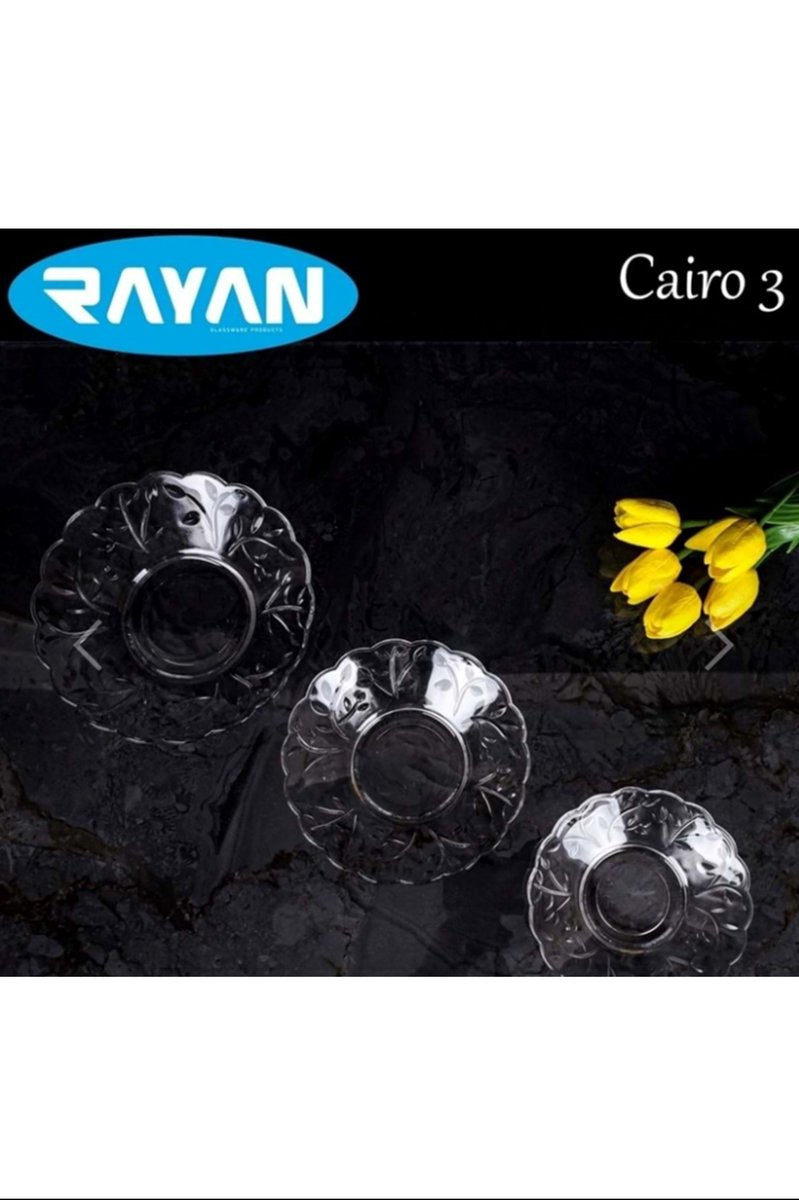 6'lı Cam Tabak Güneş Yıldız Gül 3 Model - G-405