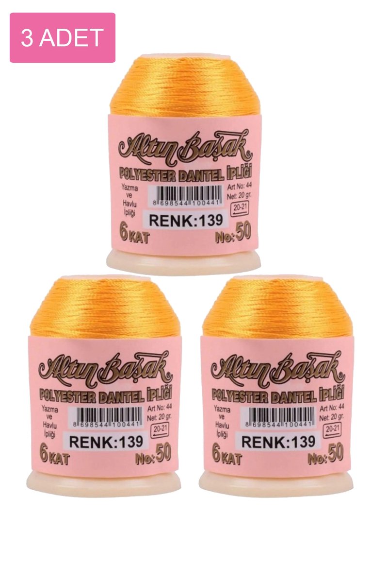 3 Adet Altınbaşak Oya ve Dantel İpi 20 gr - - No: 139