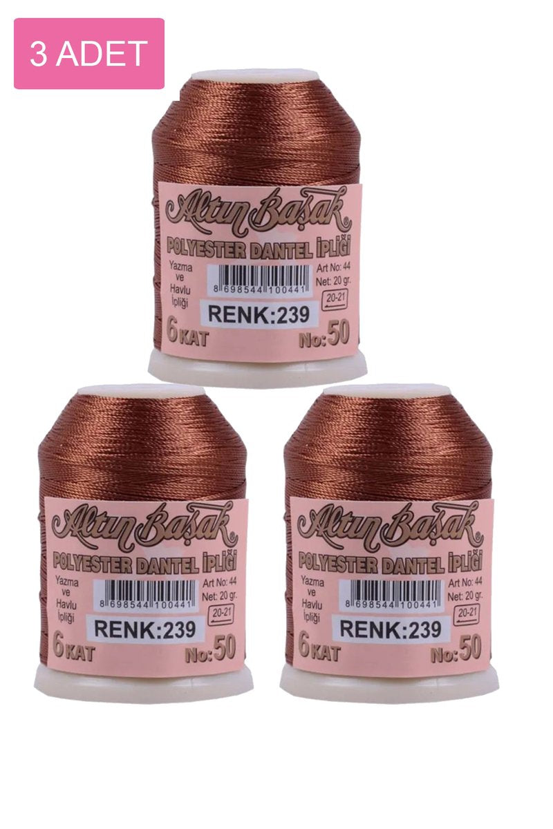 3 Adet Altınbaşak Oya ve Dantel İpi 20 gr - - No: 239