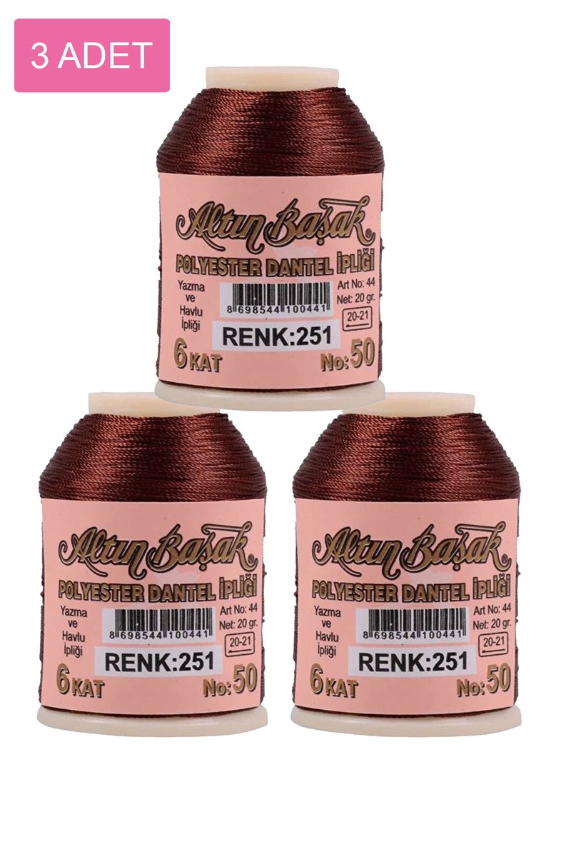3 Adet Altınbaşak Oya ve Dantel İpi 20 gr - - No: 251