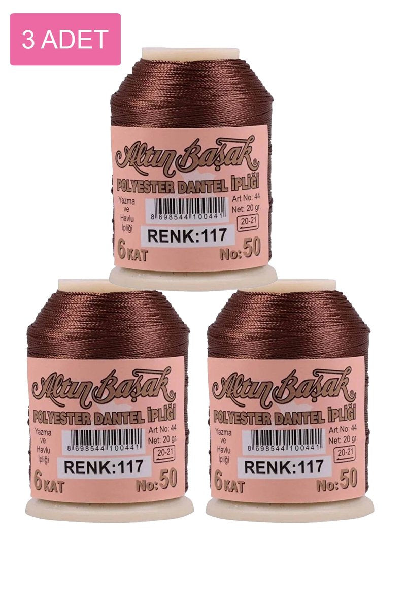 3 Adet Altınbaşak Oya ve Dantel İpi 20 gr - - No: 117
