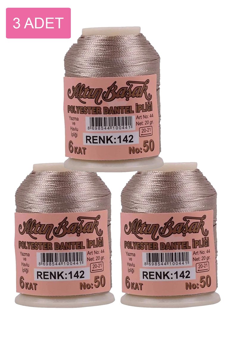 3 Adet Altınbaşak Oya ve Dantel İpi 20 gr - - No: 142