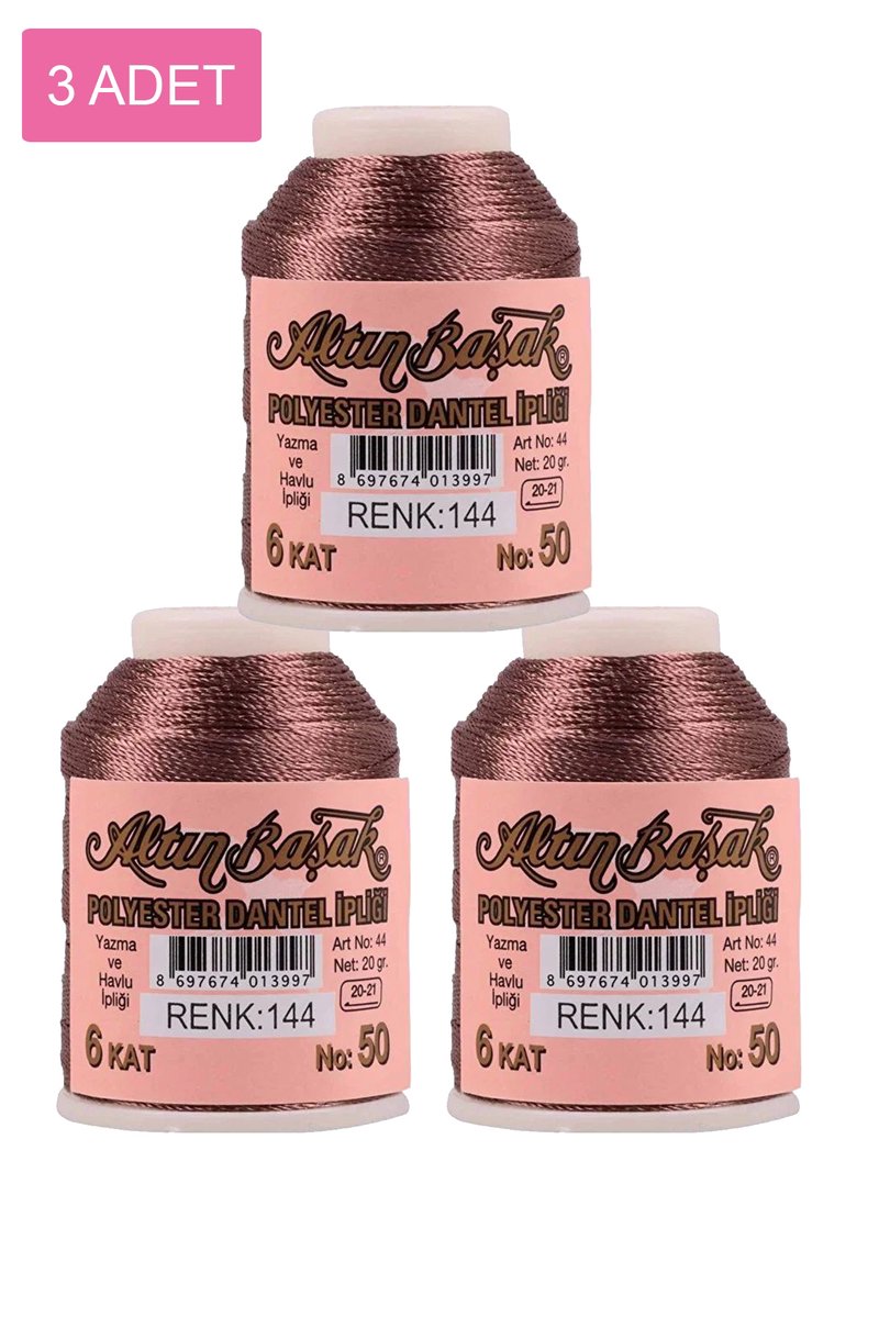 3 Adet Altınbaşak Oya ve Dantel İpi 20 gr - - No: 144