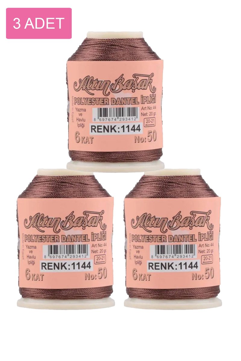 3 Adet Altınbaşak Oya ve Dantel İpi 20 gr - - No: 1144