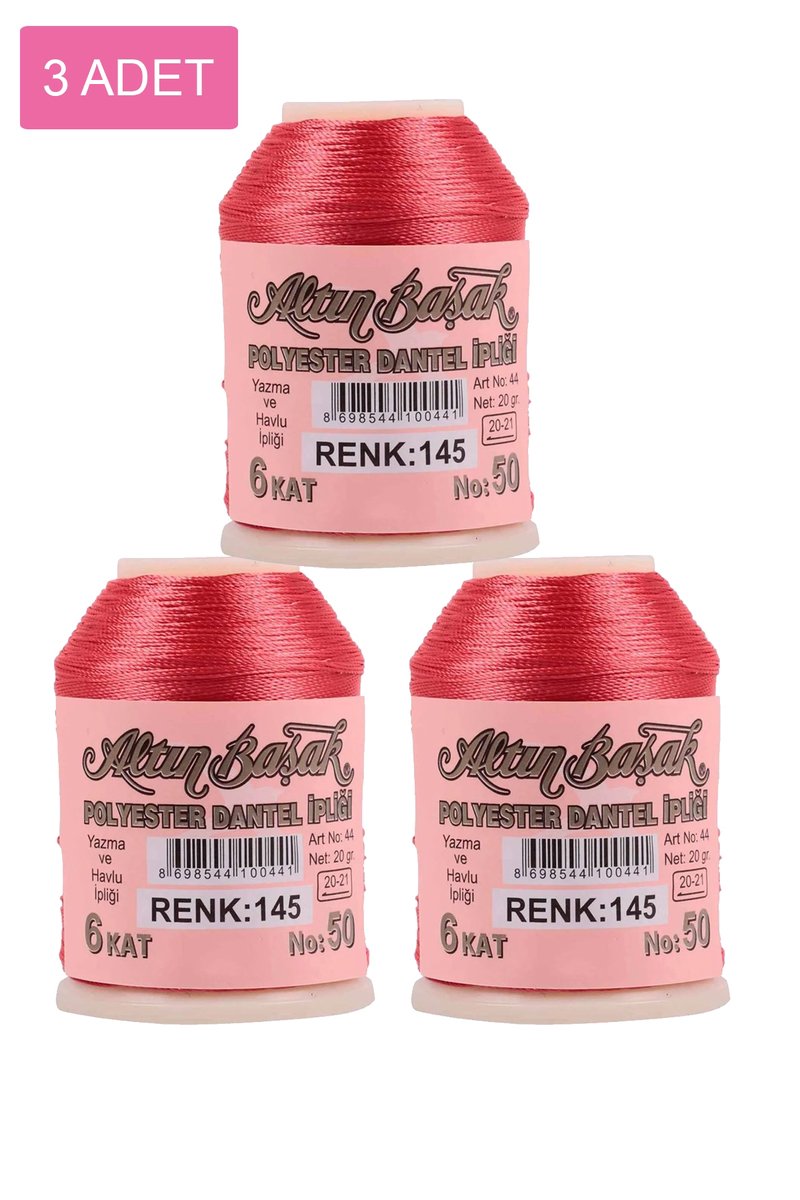 3 Adet Altınbaşak Oya ve Dantel İpi 20 gr - - No: 145