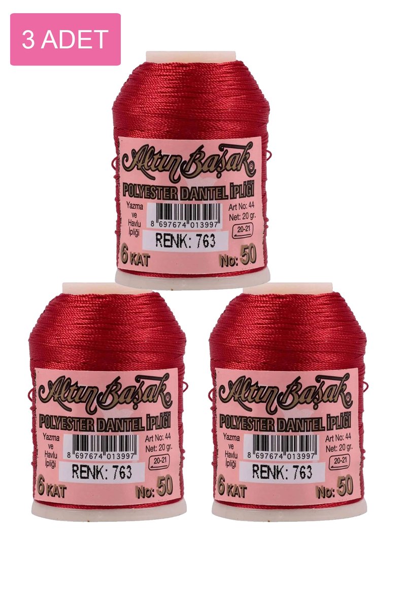 3 Adet Altınbaşak Oya ve Dantel İpi 20 gr - - No: 763