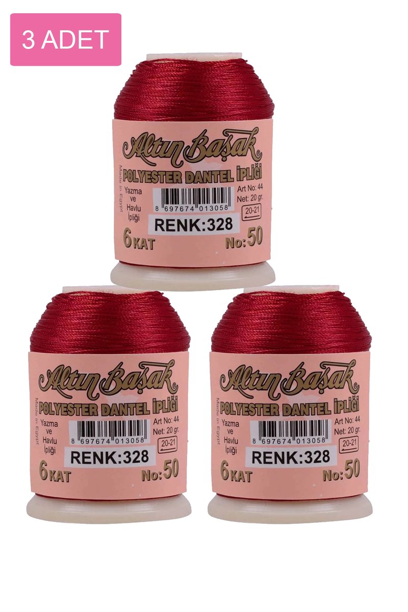 3 Adet Altınbaşak Oya ve Dantel İpi 20 gr - - No: 328