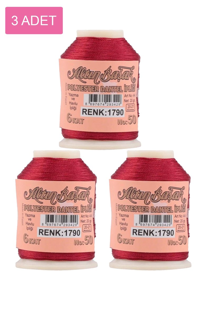 3 Adet Altınbaşak Oya ve Dantel İpi 20 gr - - No: 1790