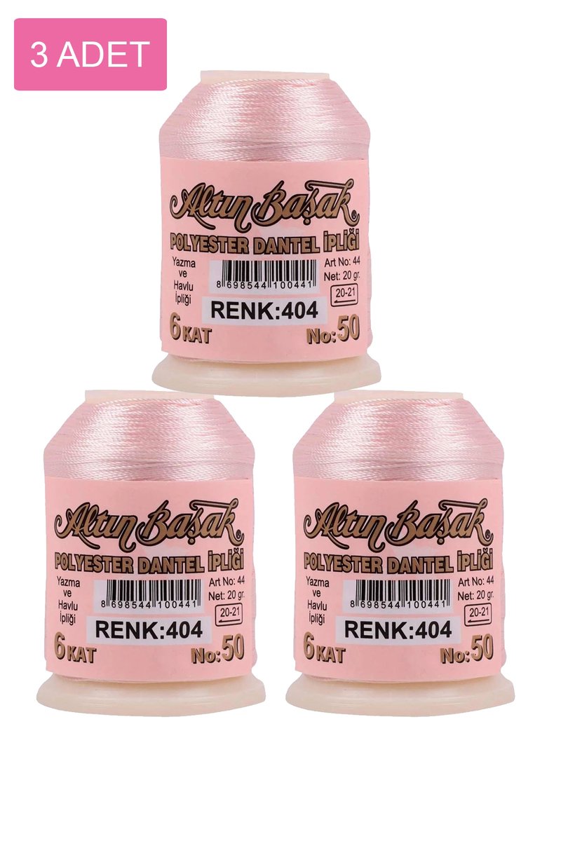 3 Adet Altınbaşak Oya ve Dantel İpi 20 gr - - No: 404