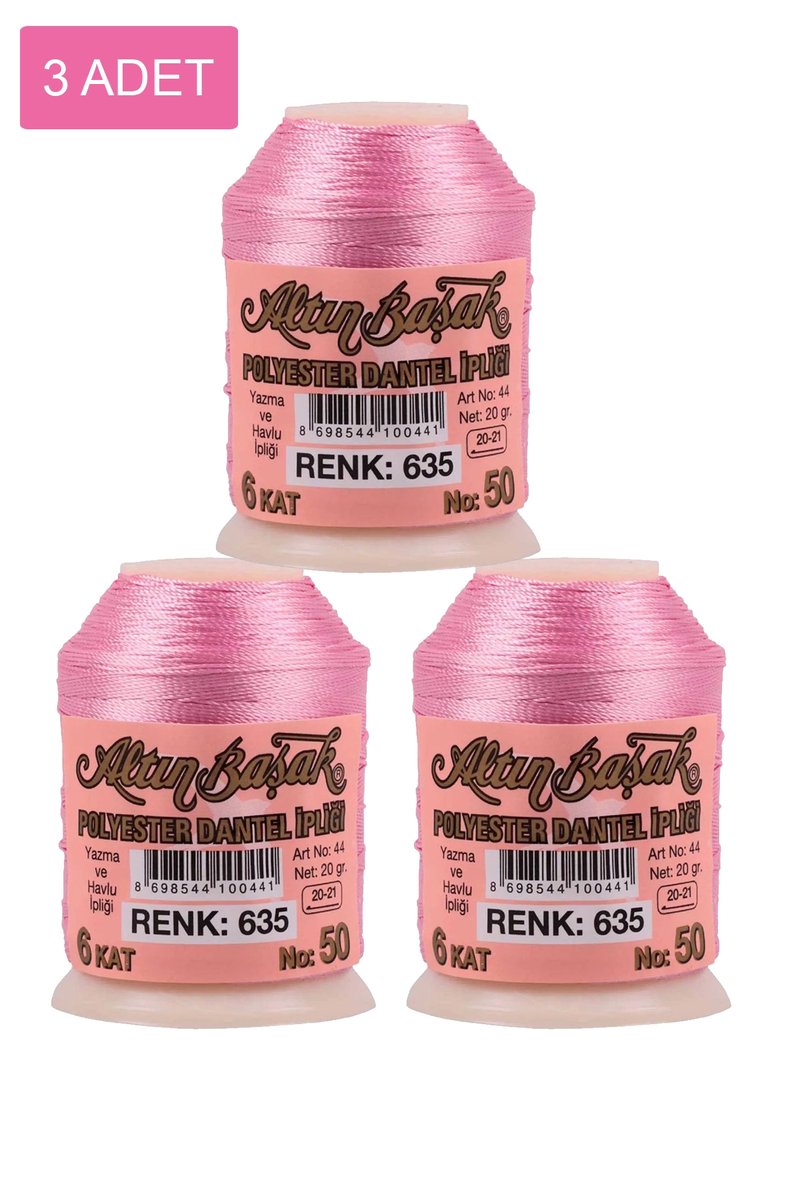 3 Adet Altınbaşak Oya ve Dantel İpi 20 gr - - No: 635