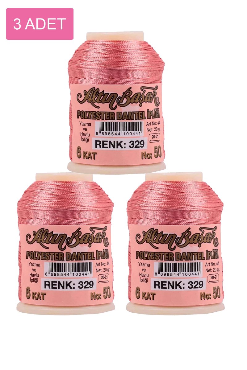 3 Adet Altınbaşak Oya ve Dantel İpi 20 gr - - No: 329