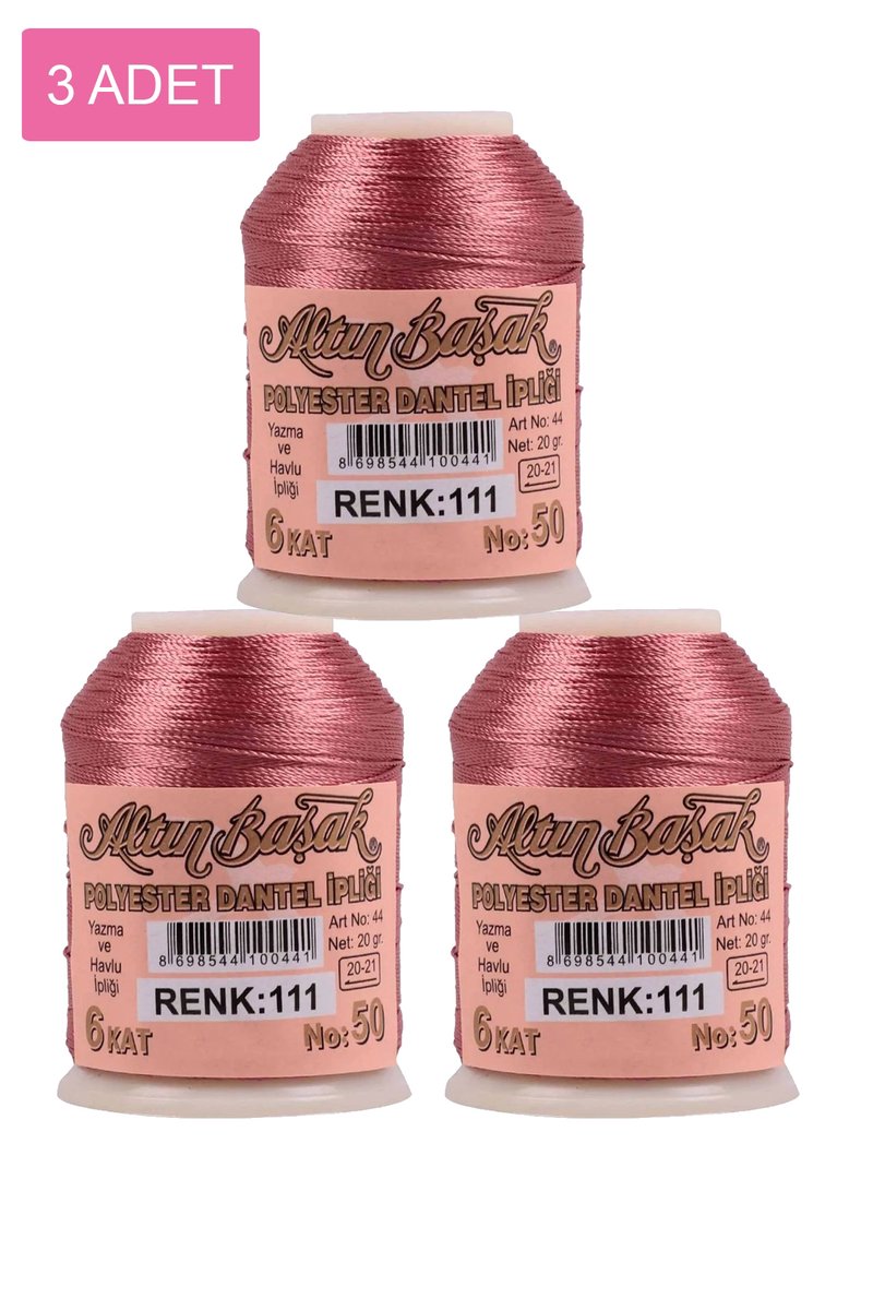 3 Adet Altınbaşak Oya ve Dantel İpi 20 gr - - No: 111