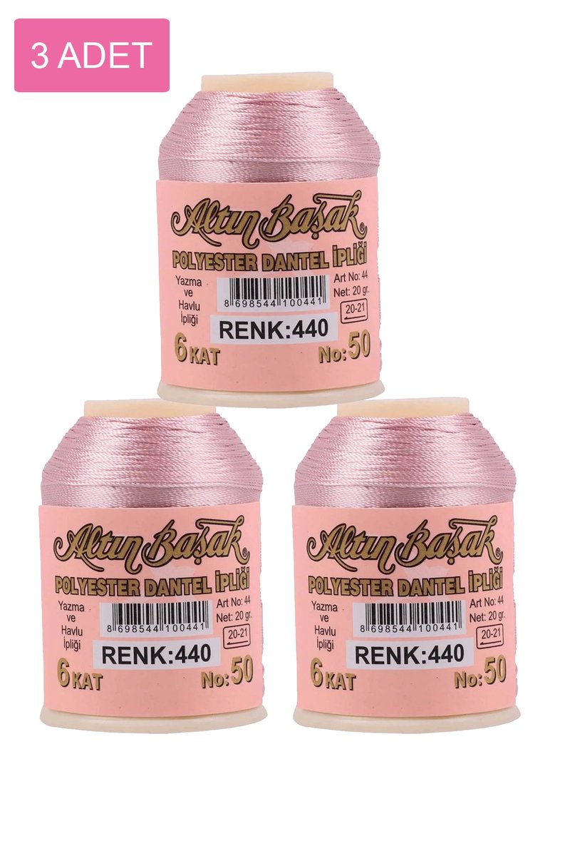 3 Adet Altınbaşak Oya ve Dantel İpi 20 gr - - No: 440