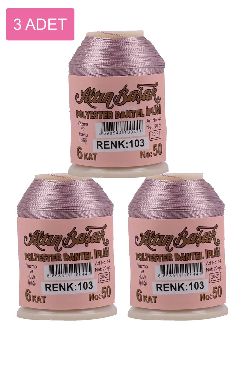 3 Adet Altınbaşak Oya ve Dantel İpi 20 gr - - No: 103