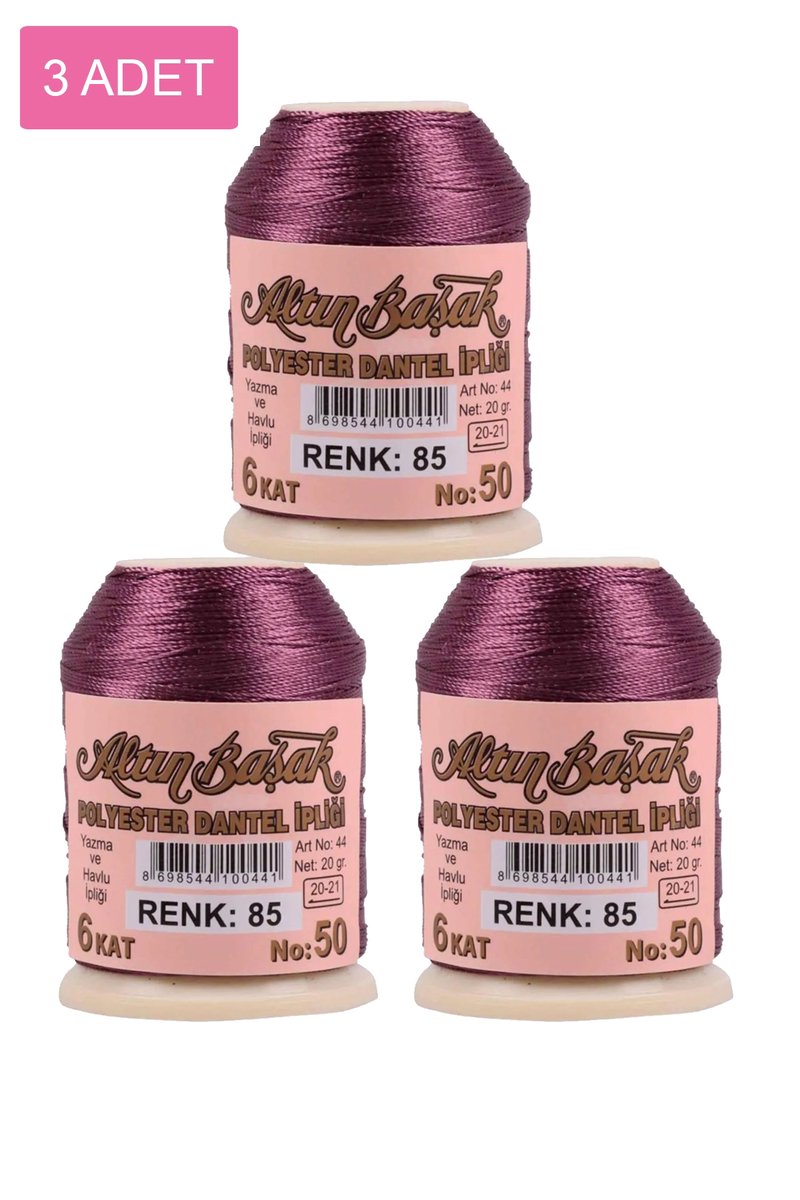 3 Adet Altınbaşak Oya ve Dantel İpi 20 gr - - No: 085
