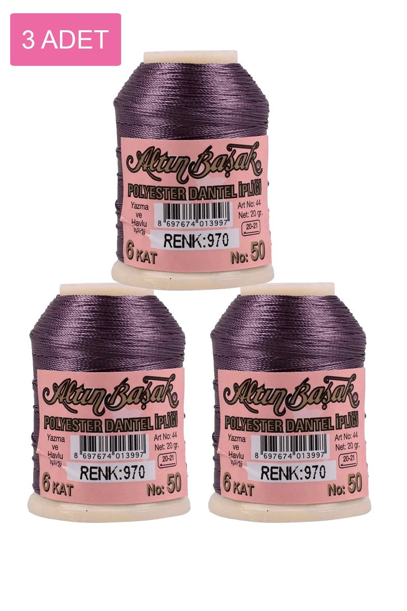 3 Adet Altınbaşak Oya ve Dantel İpi 20 gr - - No: 970