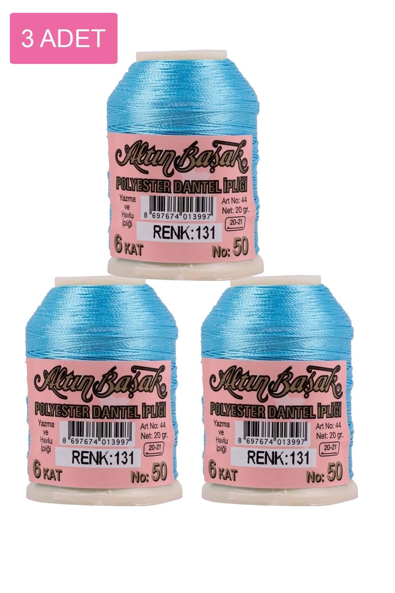 3 Adet Altınbaşak Oya ve Dantel İpi 20 gr - - No: 131