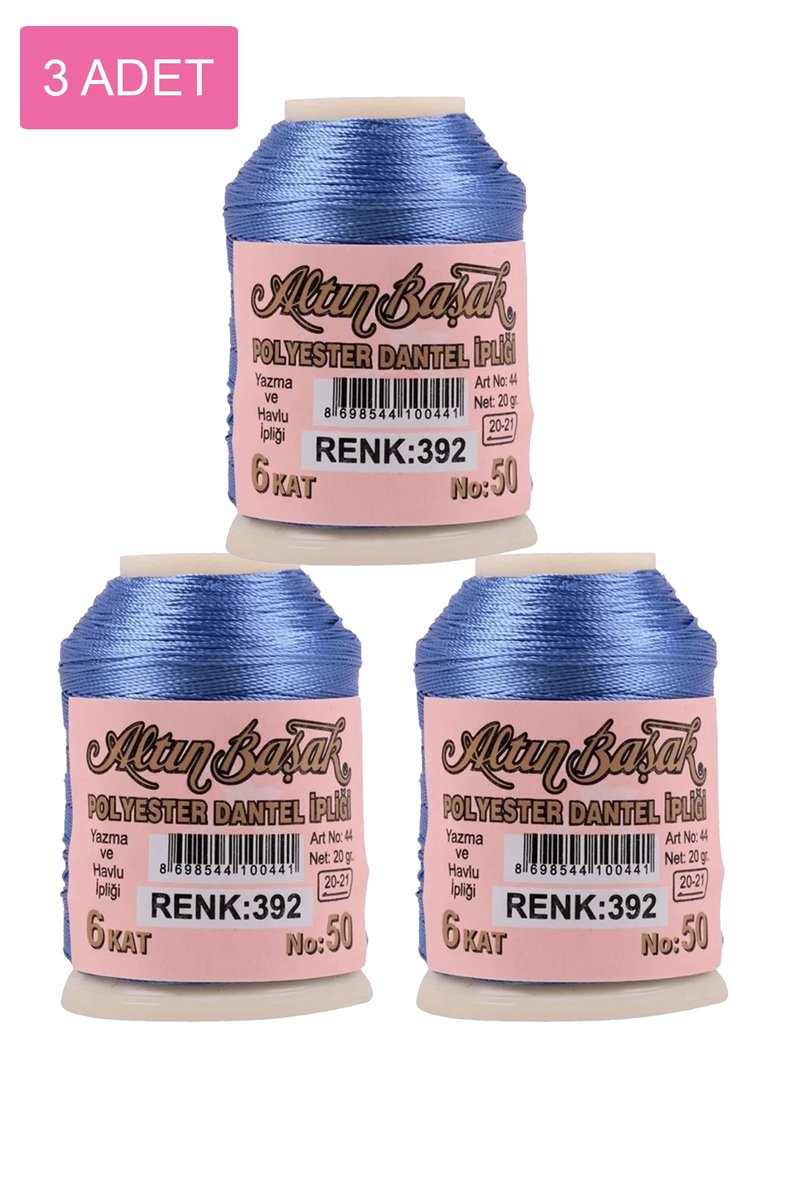 3 Adet Altınbaşak Oya ve Dantel İpi 20 gr - - No: 392