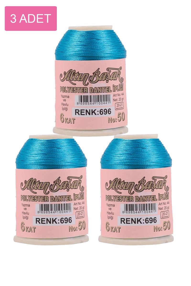 3 Adet Altınbaşak Oya ve Dantel İpi 20 gr - - No: 696