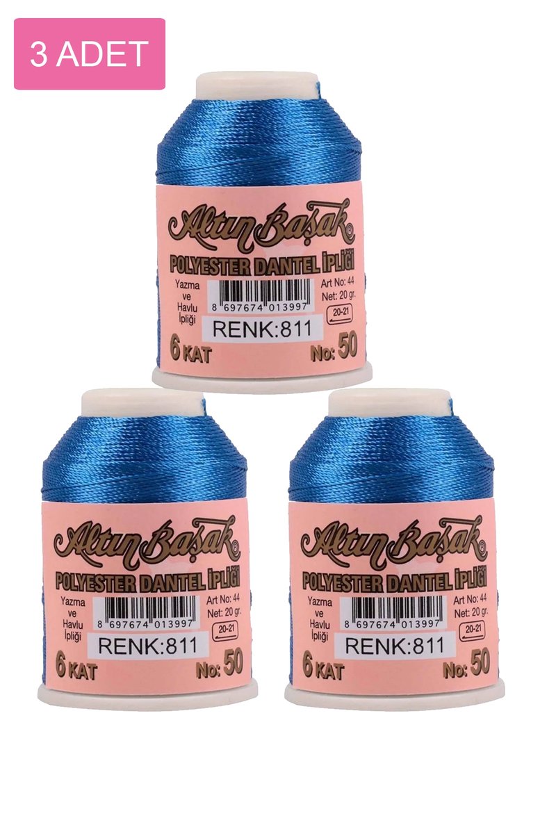 3 Adet Altınbaşak Oya ve Dantel İpi 20 gr - - No: 811