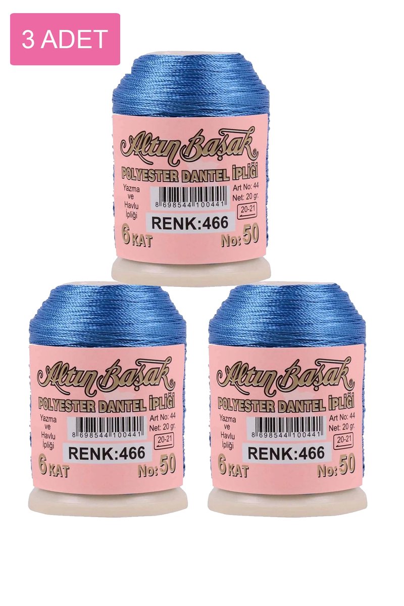 3 Adet Altınbaşak Oya ve Dantel İpi 20 gr - - No: 466