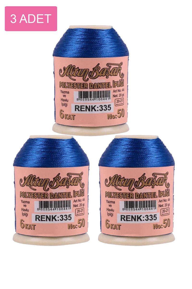 3 Adet Altınbaşak Oya ve Dantel İpi 20 gr - - No: 335