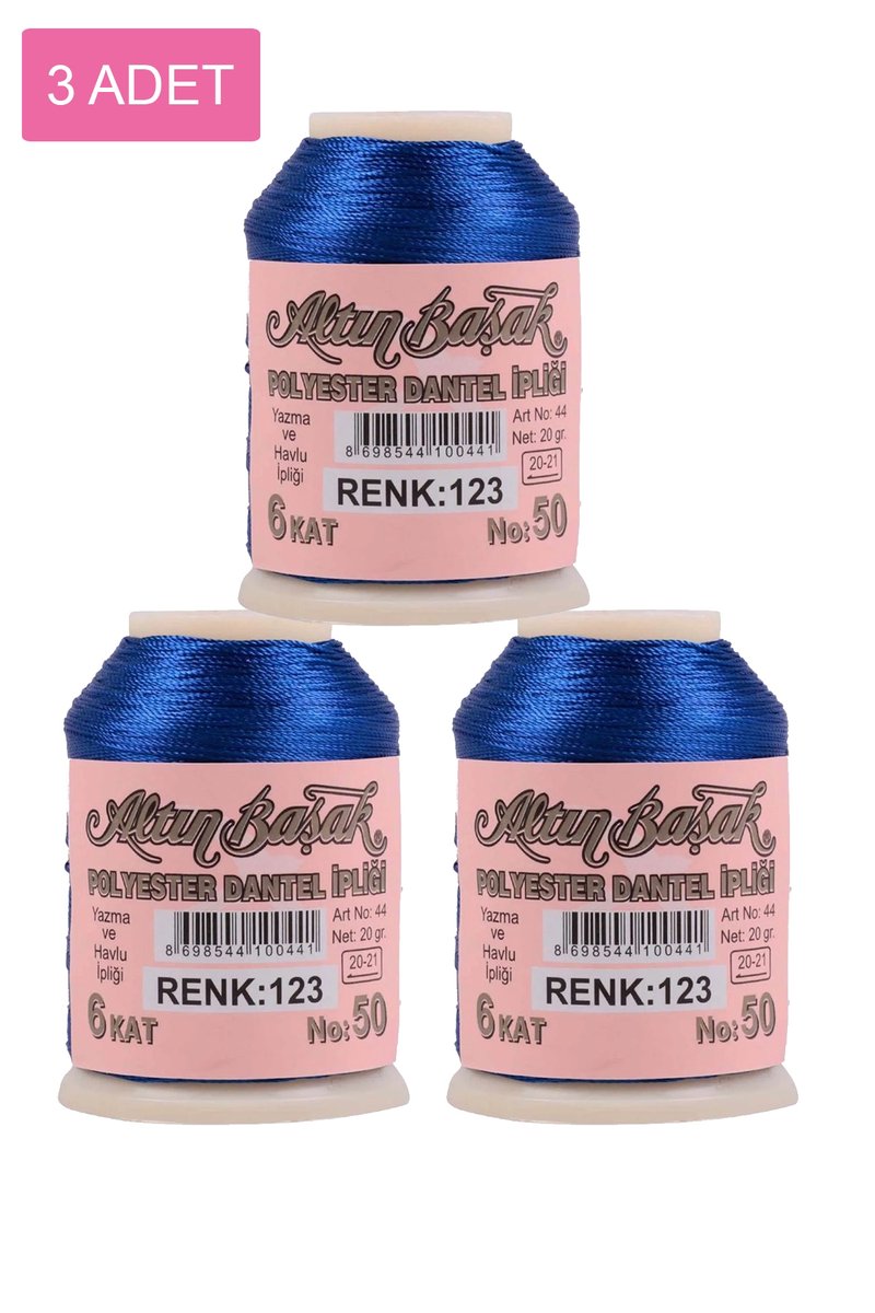 3 Adet Altınbaşak Oya ve Dantel İpi 20 gr - - No: 123