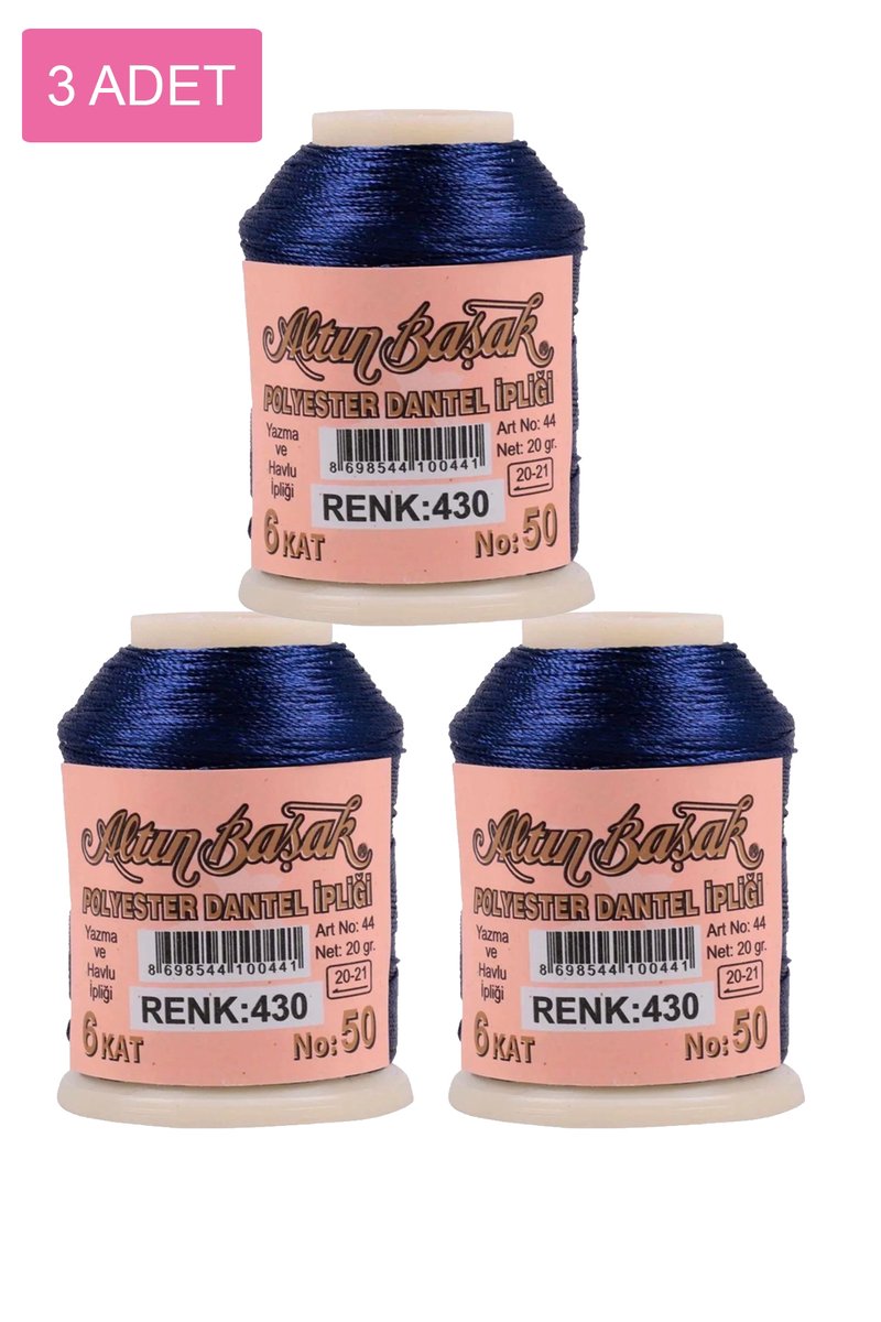 3 Adet Altınbaşak Oya ve Dantel İpi 20 gr - - No: 430