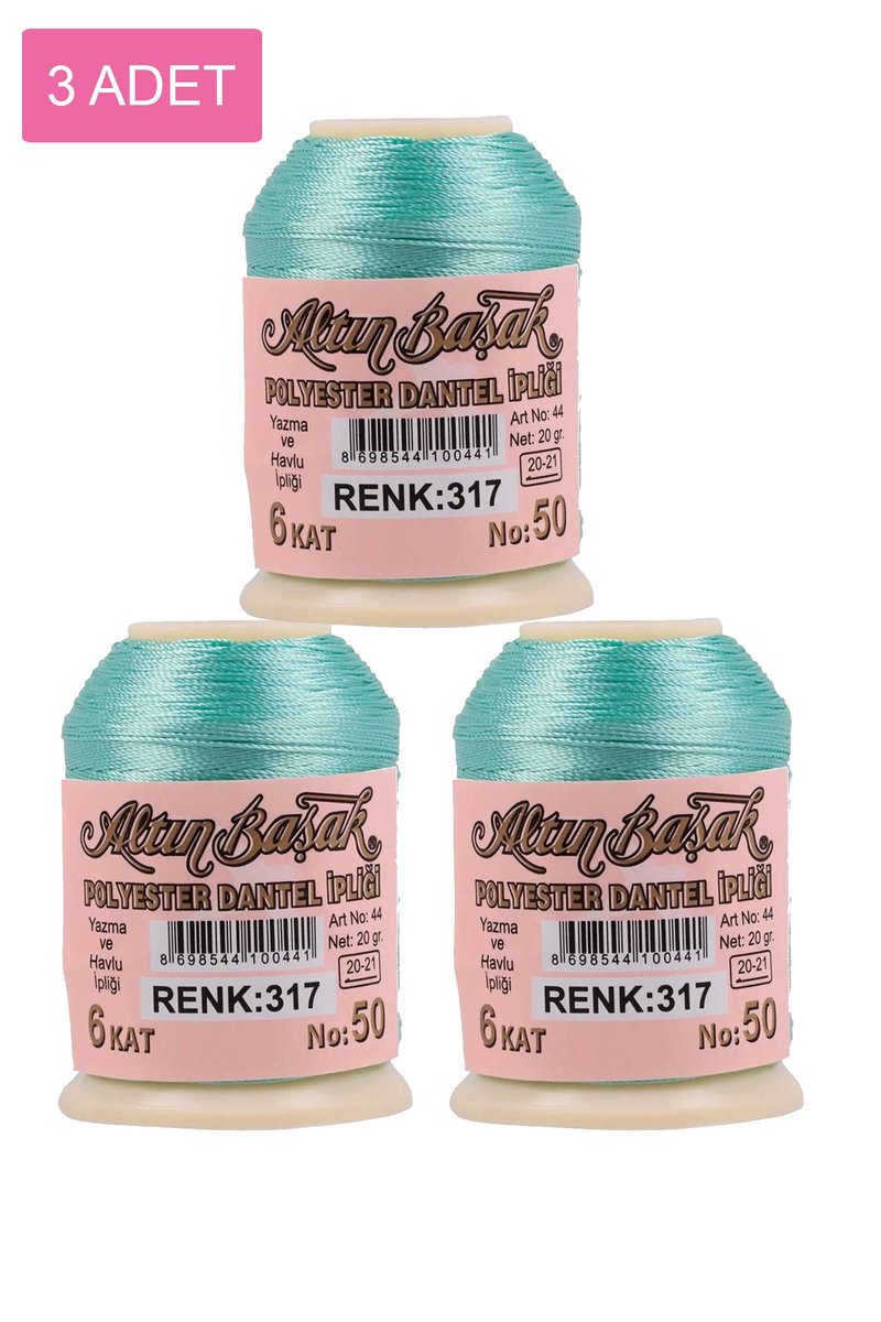 3 Adet Altınbaşak Oya ve Dantel İpi 20 gr - - No: 317