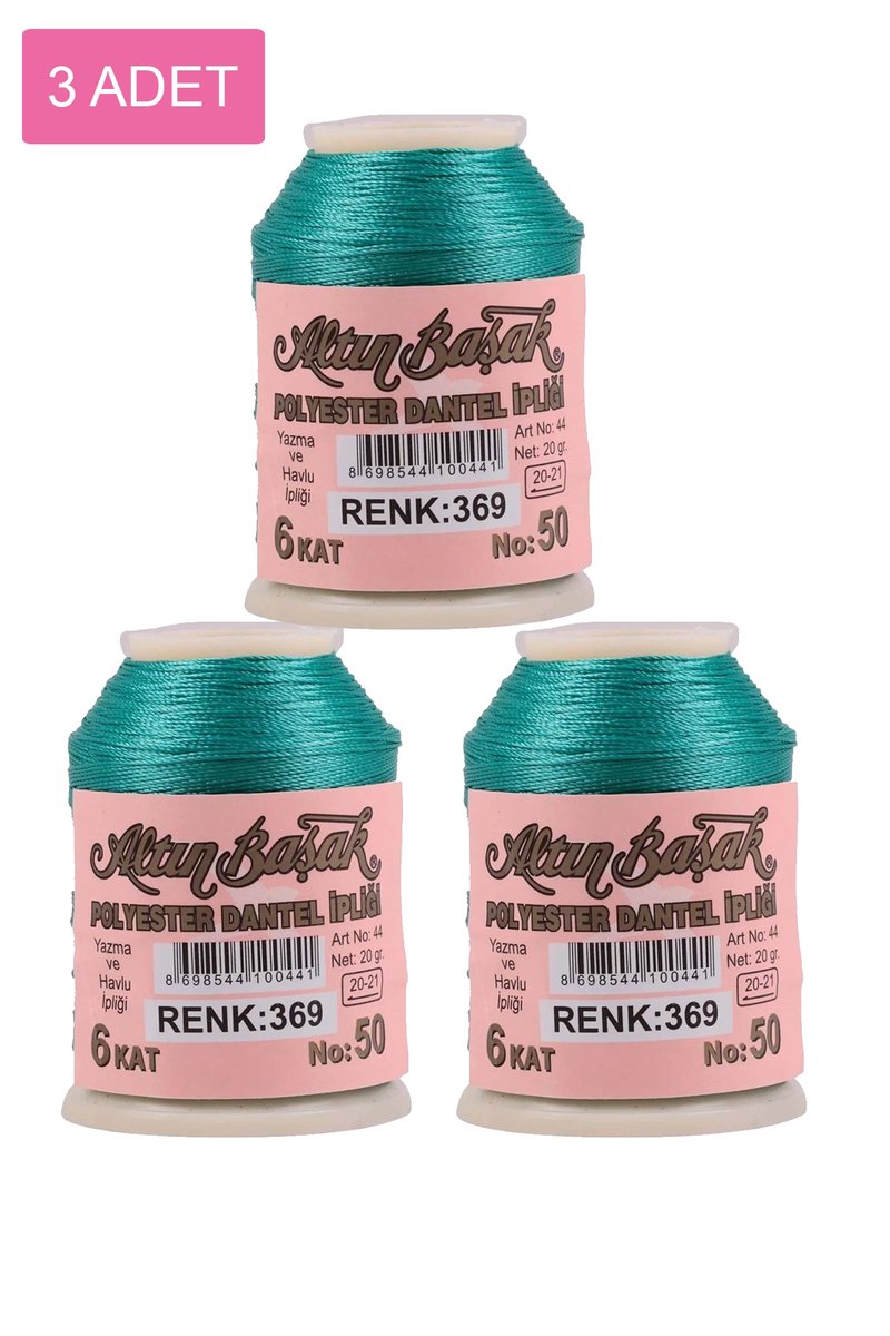 3 Adet Altınbaşak Oya ve Dantel İpi 20 gr - - No: 369