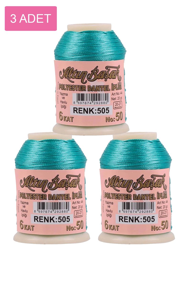 3 Adet Altınbaşak Oya ve Dantel İpi 20 gr - - No: 505