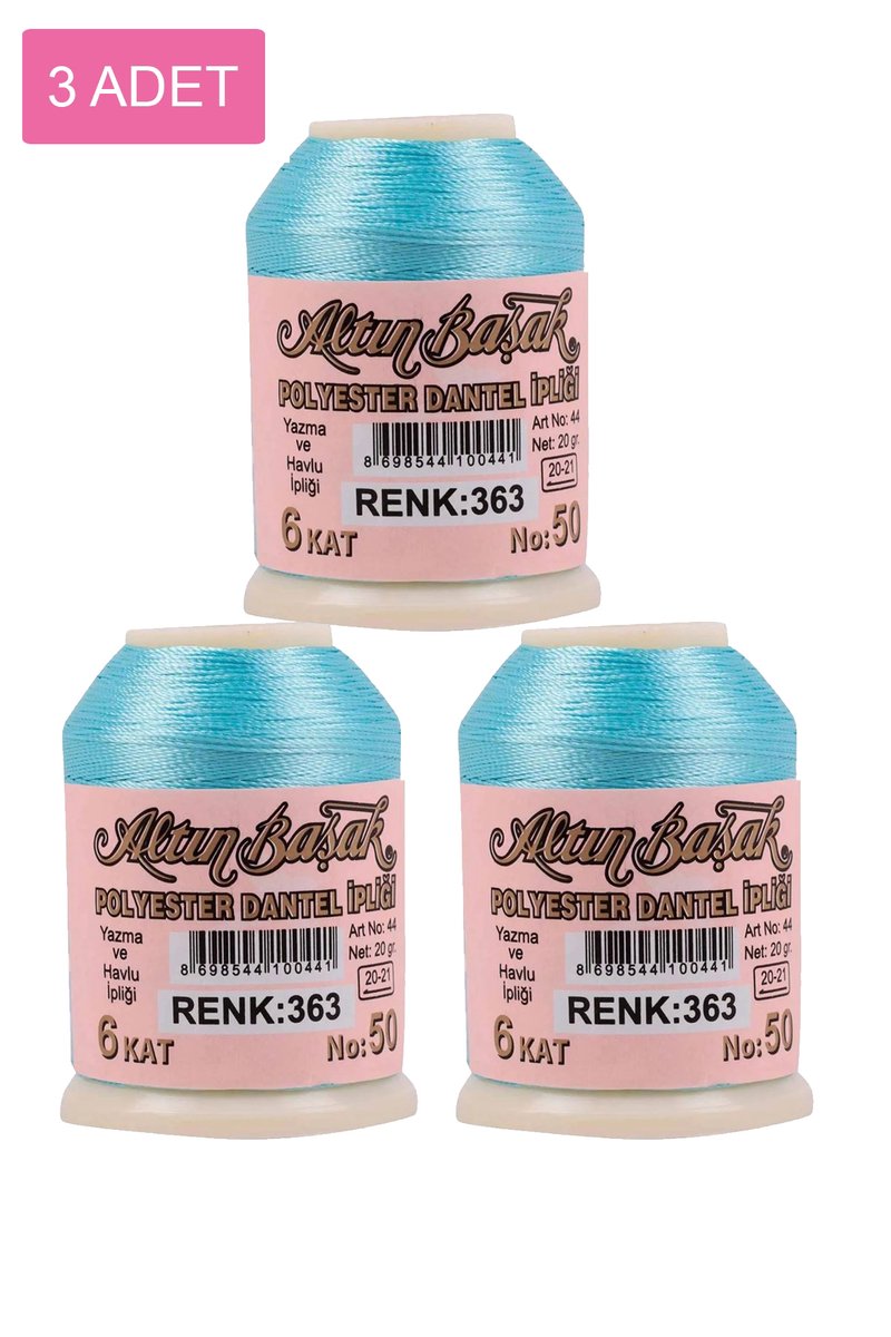 3 Adet Altınbaşak Oya ve Dantel İpi 20 gr - - No: 363