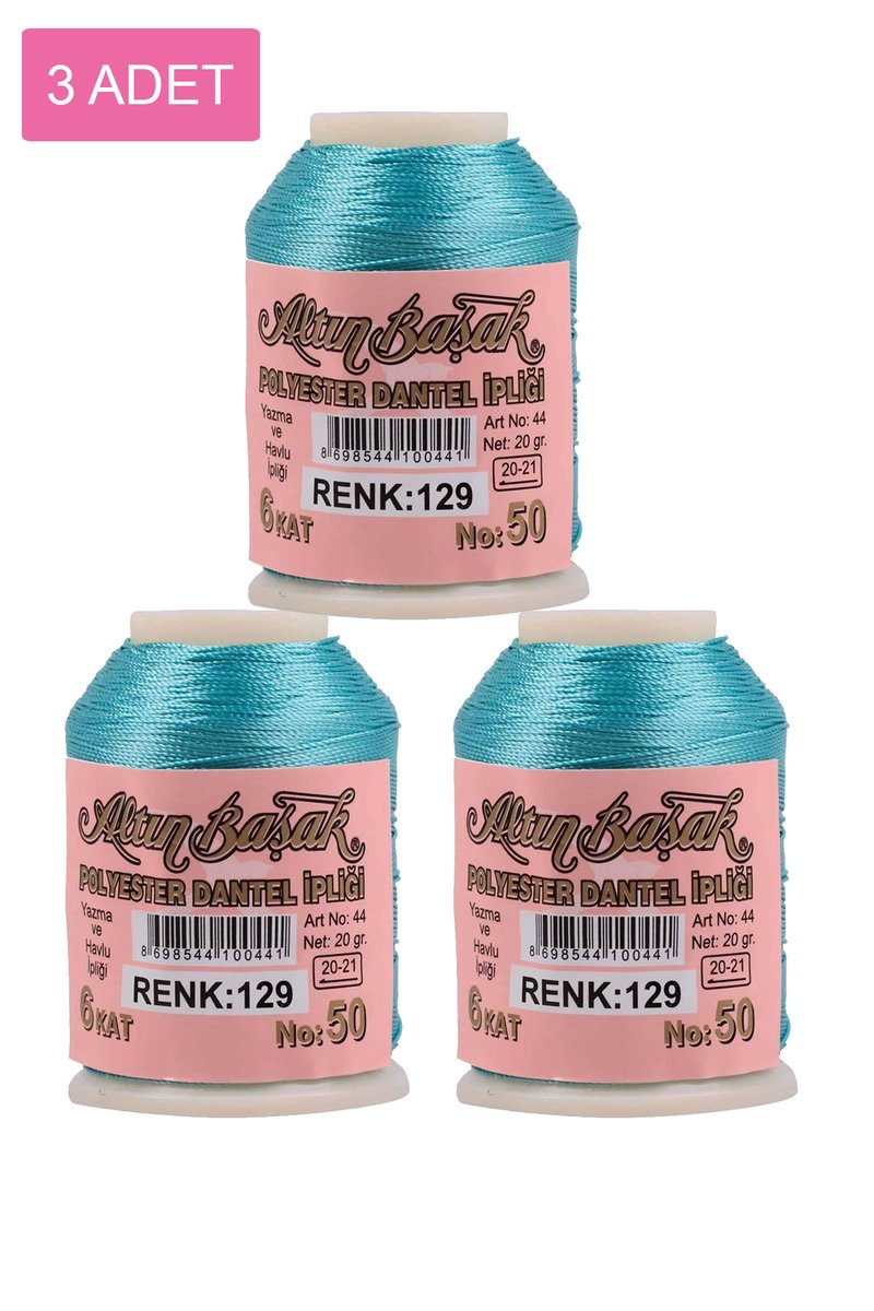 3 Adet Altınbaşak Oya ve Dantel İpi 20 gr - - No: 129