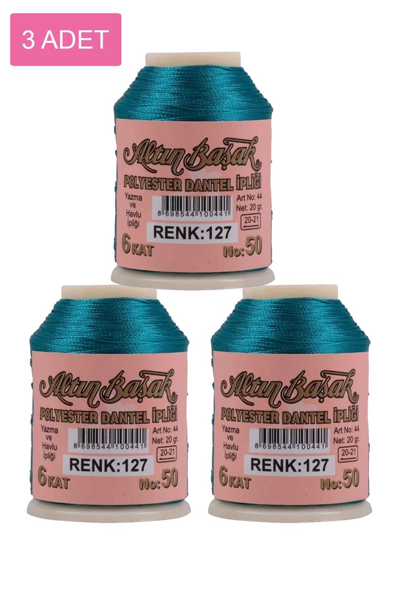 3 Adet Altınbaşak Oya ve Dantel İpi 20 gr - - No: 127