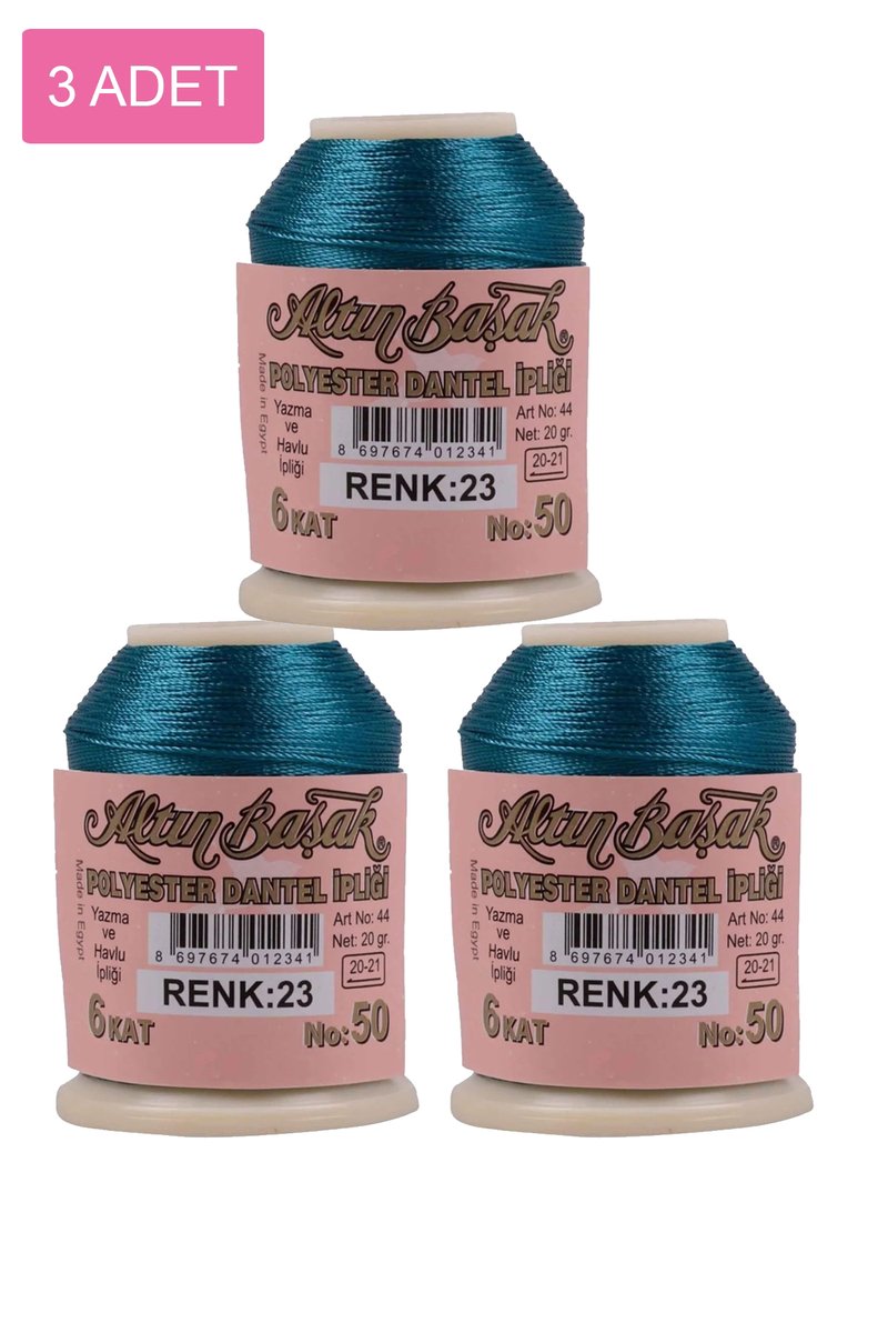 3 Adet Altınbaşak Oya ve Dantel İpi 20 gr - - No: 023