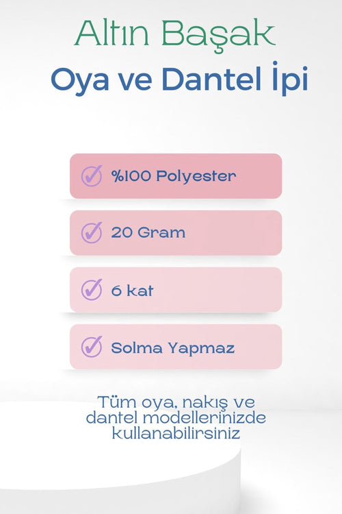 3 Adet Altınbaşak Oya ve Dantel İpi 20 gr - Royaleks - No: 021 - görsel 2
