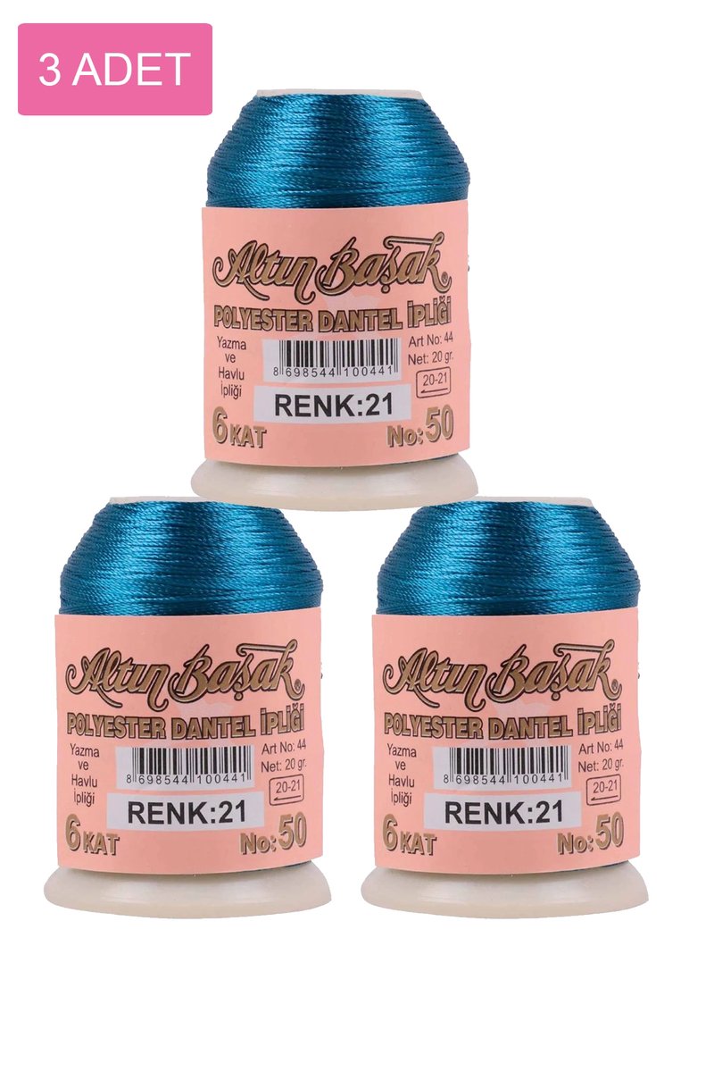 3 Adet Altınbaşak Oya ve Dantel İpi 20 gr - - No: 021